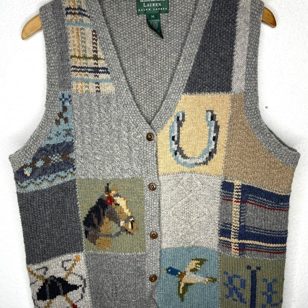Lauren Ralph Lauren Multicolor Patchwork Knit Vest